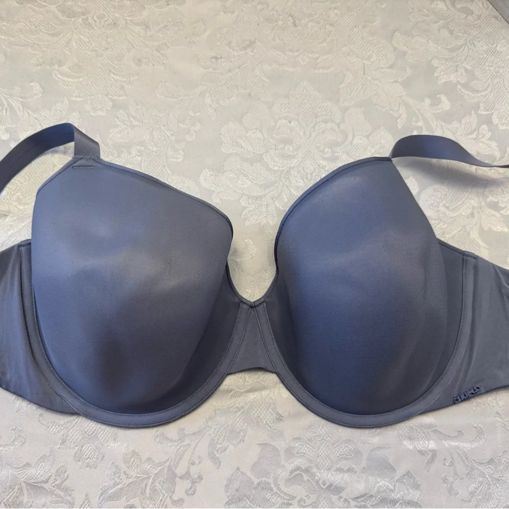 Skims‎ bra 44DD Fits Everyone T shirt bra underwire stretch blue gray 158973